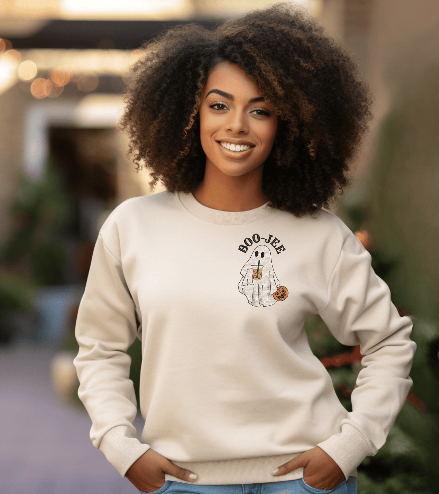 Embroidered BOO-JEE Ghost Sweatshirt